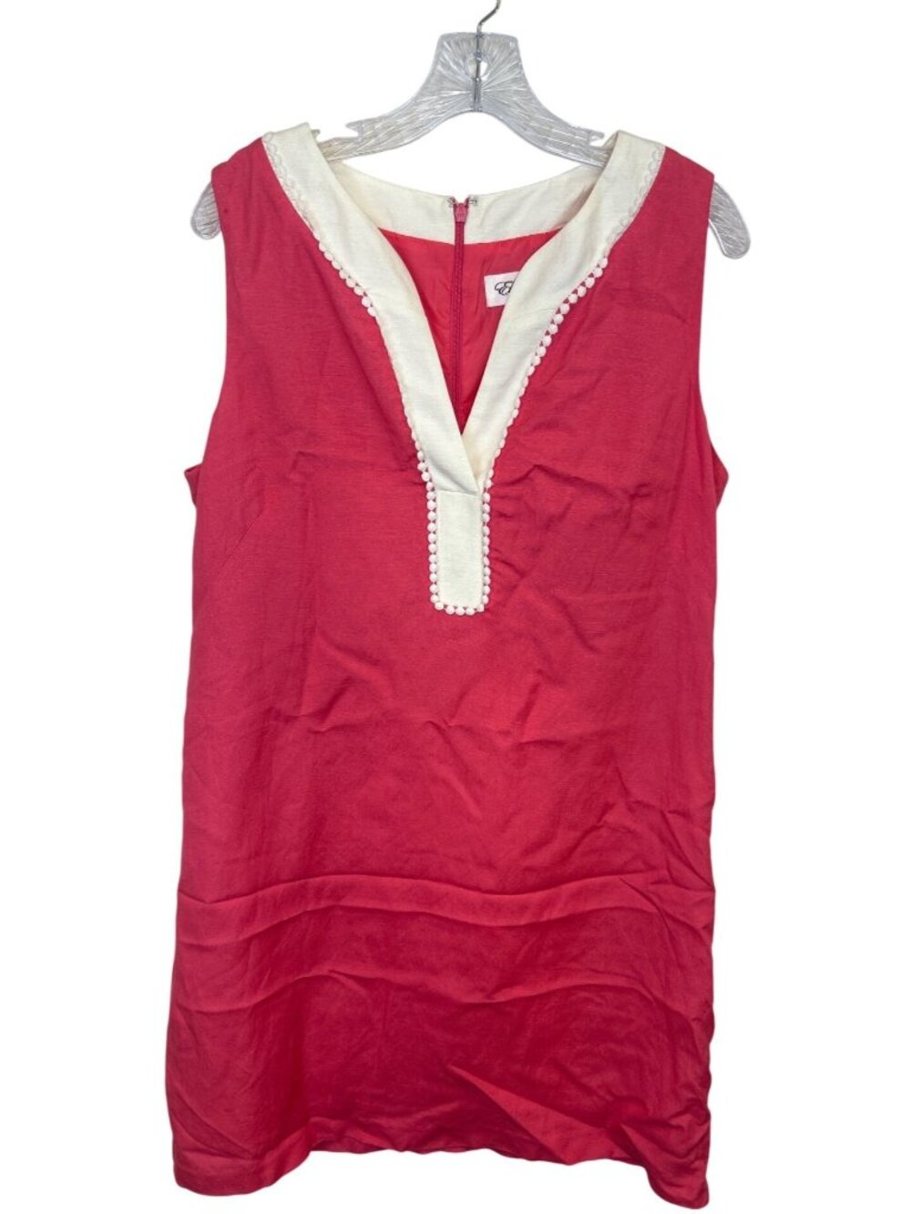 Eliza J Sz 12 Sleeveless Linen Shift Dress Coastal Summer Lightweight Classic